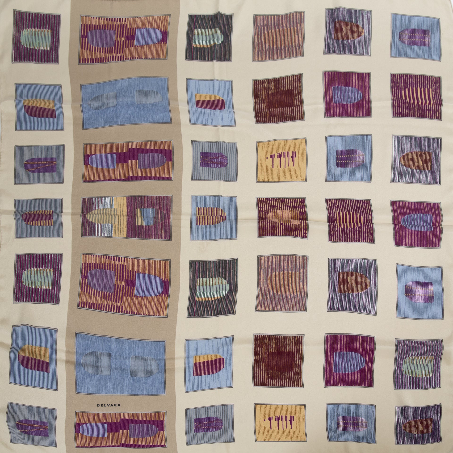 Devaux Beige Silk Square Scarf now for sale at labellov vintage fashion webshop belgium