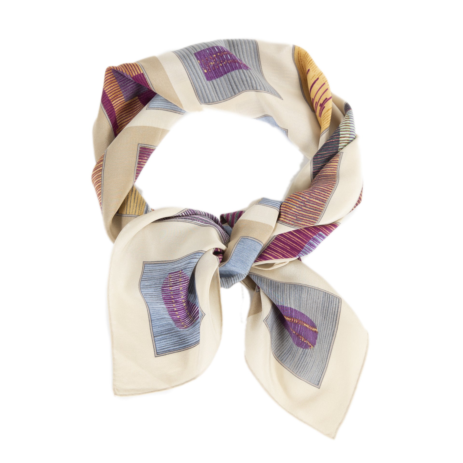 Devaux Beige Silk Square Scarf now for sale at labellov vintage fashion webshop belgium