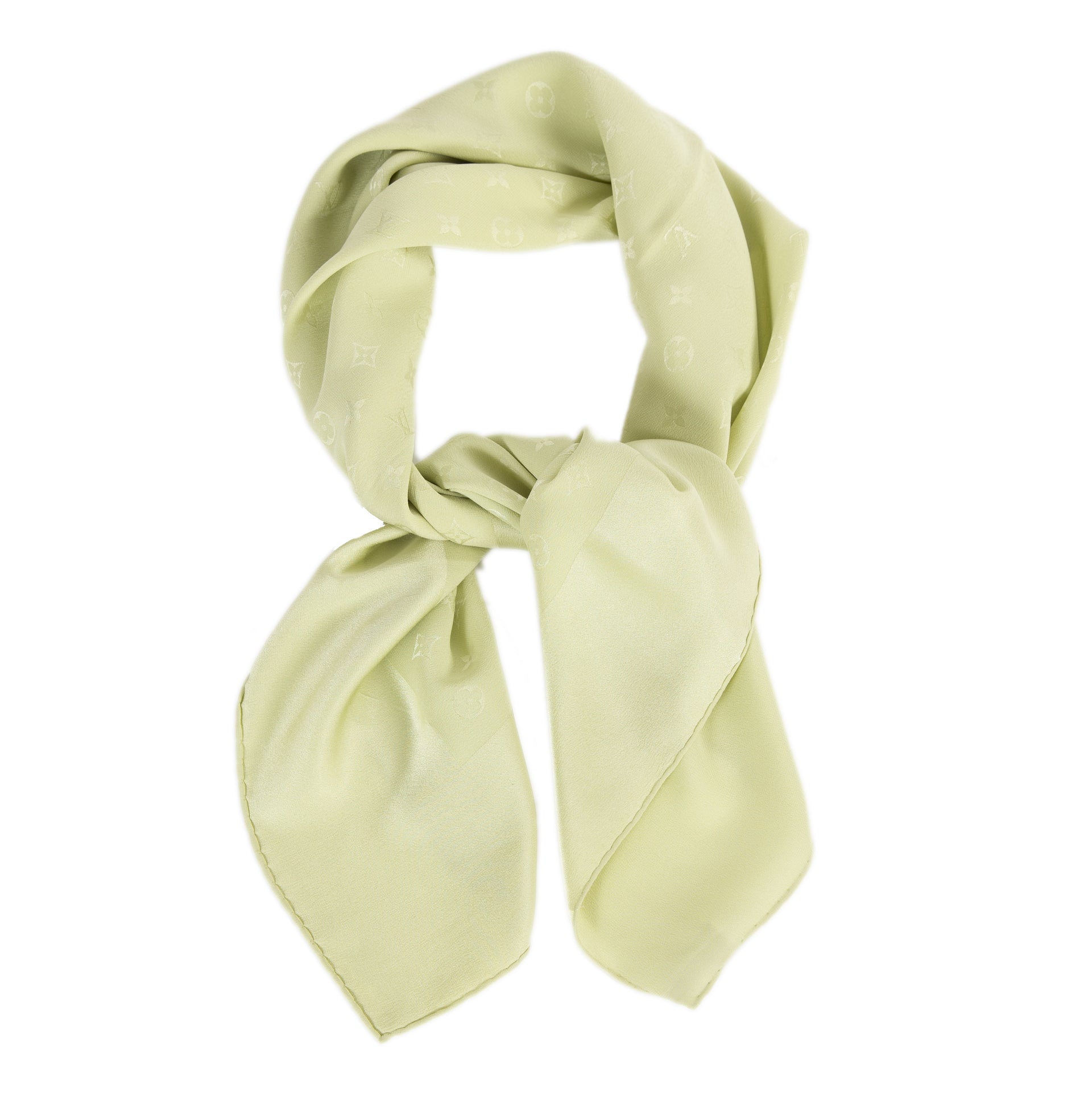 Louis Vuitton Green Printed Monogram Scarf now for sale at labellov vintage fashion webshop belgium