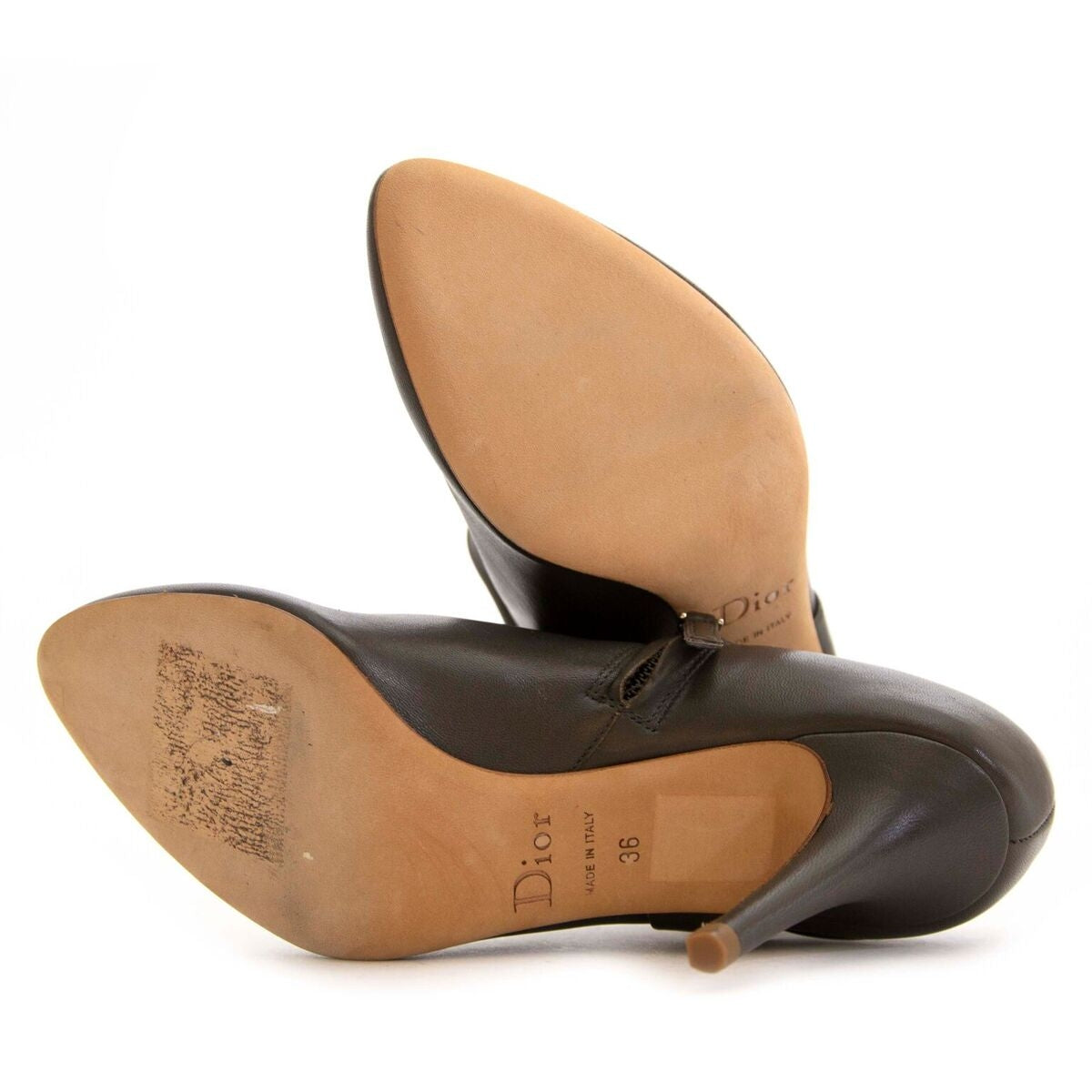 Christian Dior Grey Leather Ankle Boots- Size 36