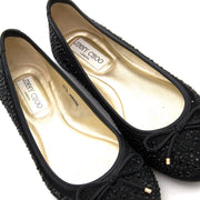 acheter en ligne comme neuf Jimmy Choo women’s Black Crystal Studded ‘Weber’ ballerina flats boetique anvers
