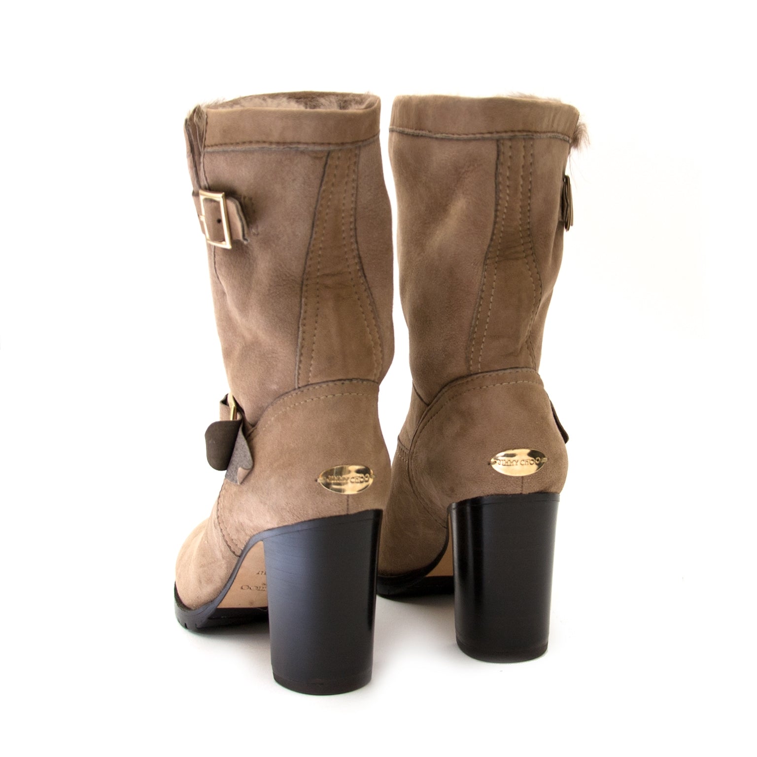 authentieke jimmy choo dart shearling suede botten nu te koop bij labellov vintage mode webshop belgië