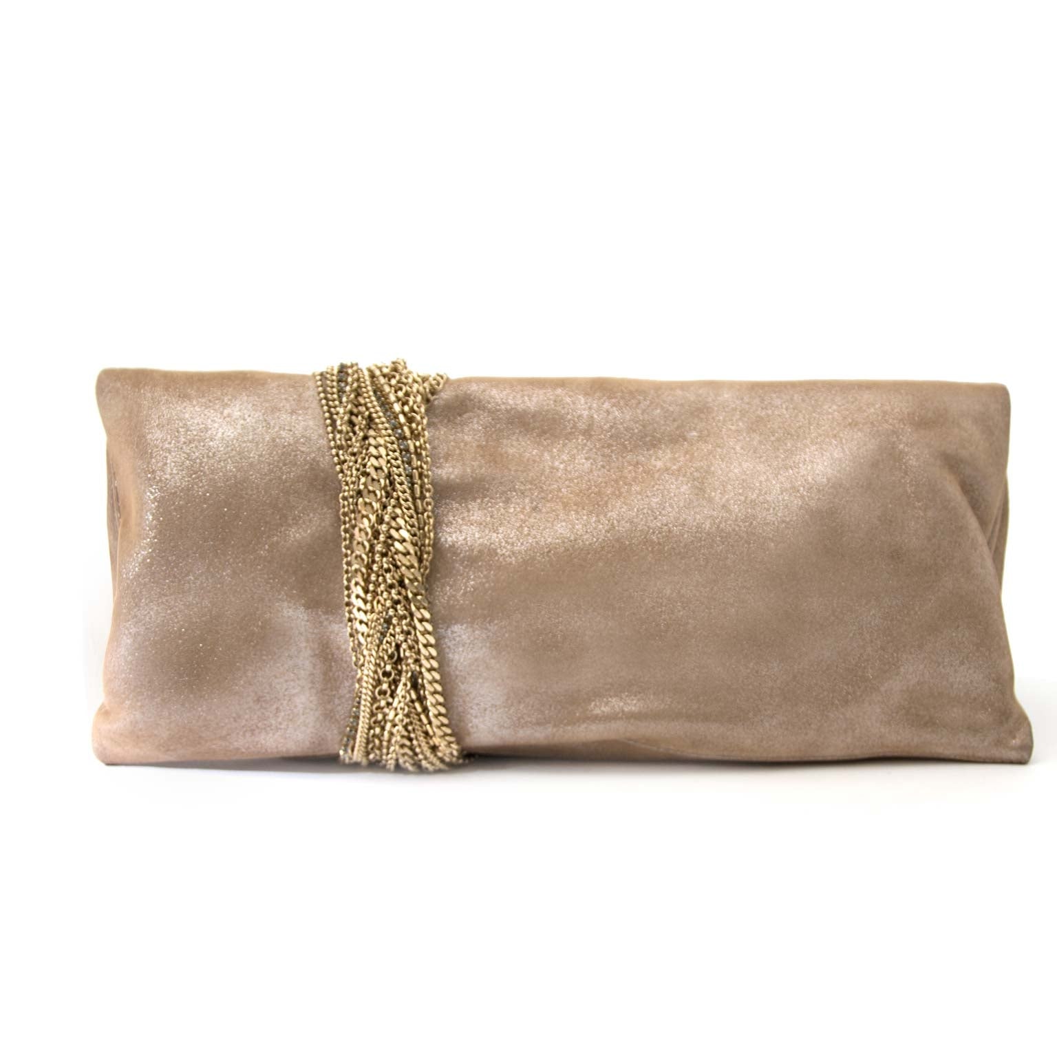 Jimmy Choo Chandra Sand Summer Suede Clutch online available at online shop labellov antwerp belgium