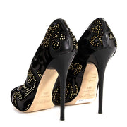 Jimmy Choo Black Anouk Stud Flower Heels - Size 38,5 now for sale at labellov vintage fashion webshop belgium