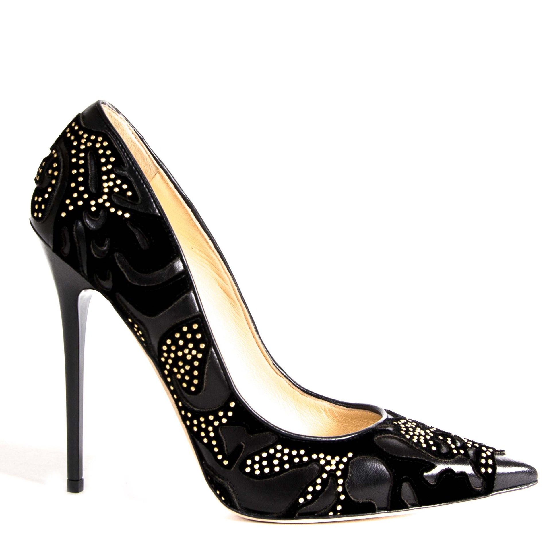 Jimmy Choo Black Anouk Stud Flower Heels - Size 38,5 now for sale at labellov vintage fashion webshop belgium