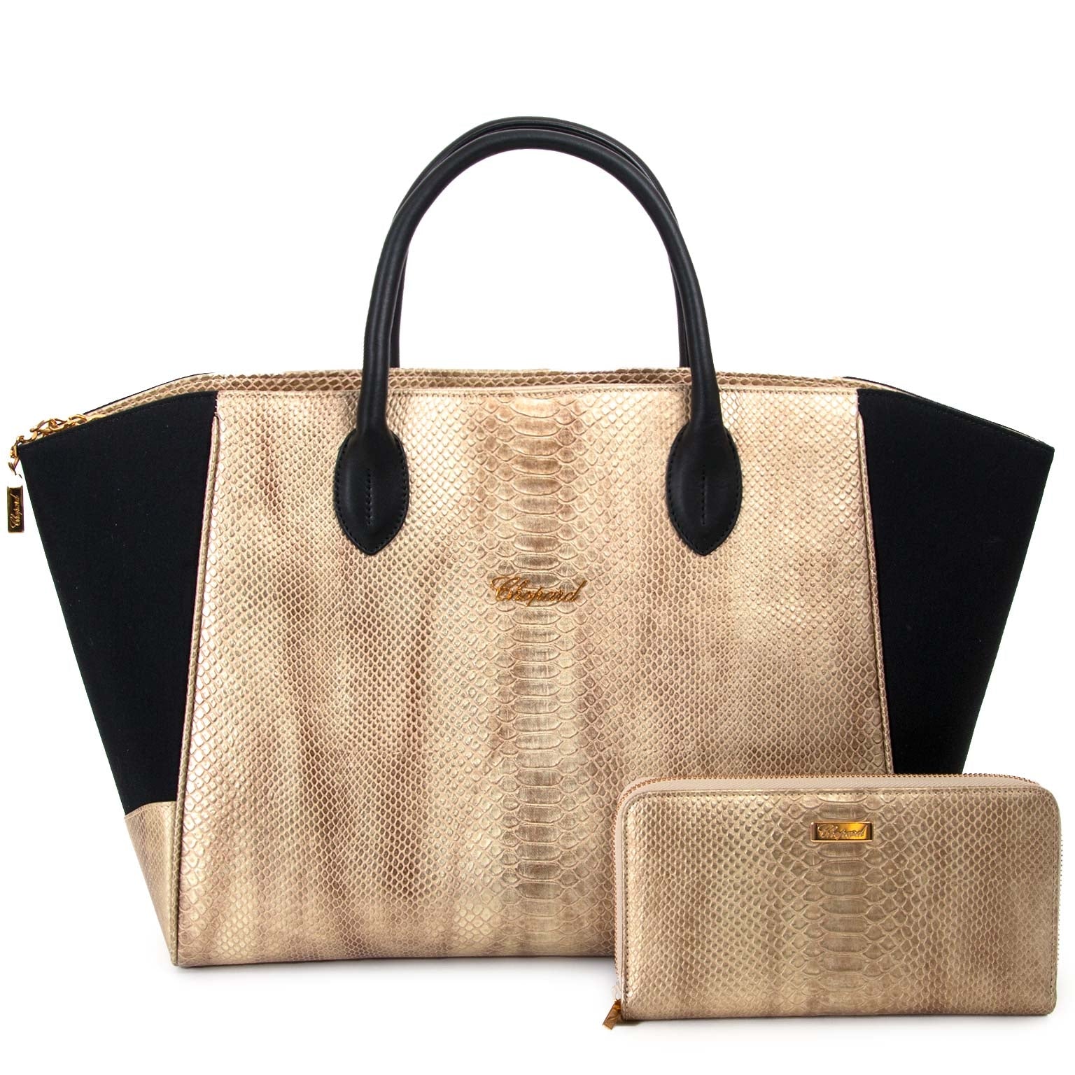 chopard metallic python embossed bag + wallet now for sale at labellov vintage fashion webshop belgium