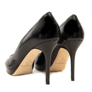 Jimmy Choo Patent Black Peep Toe Pumps - size 39 veilig online tegen de beste prijs