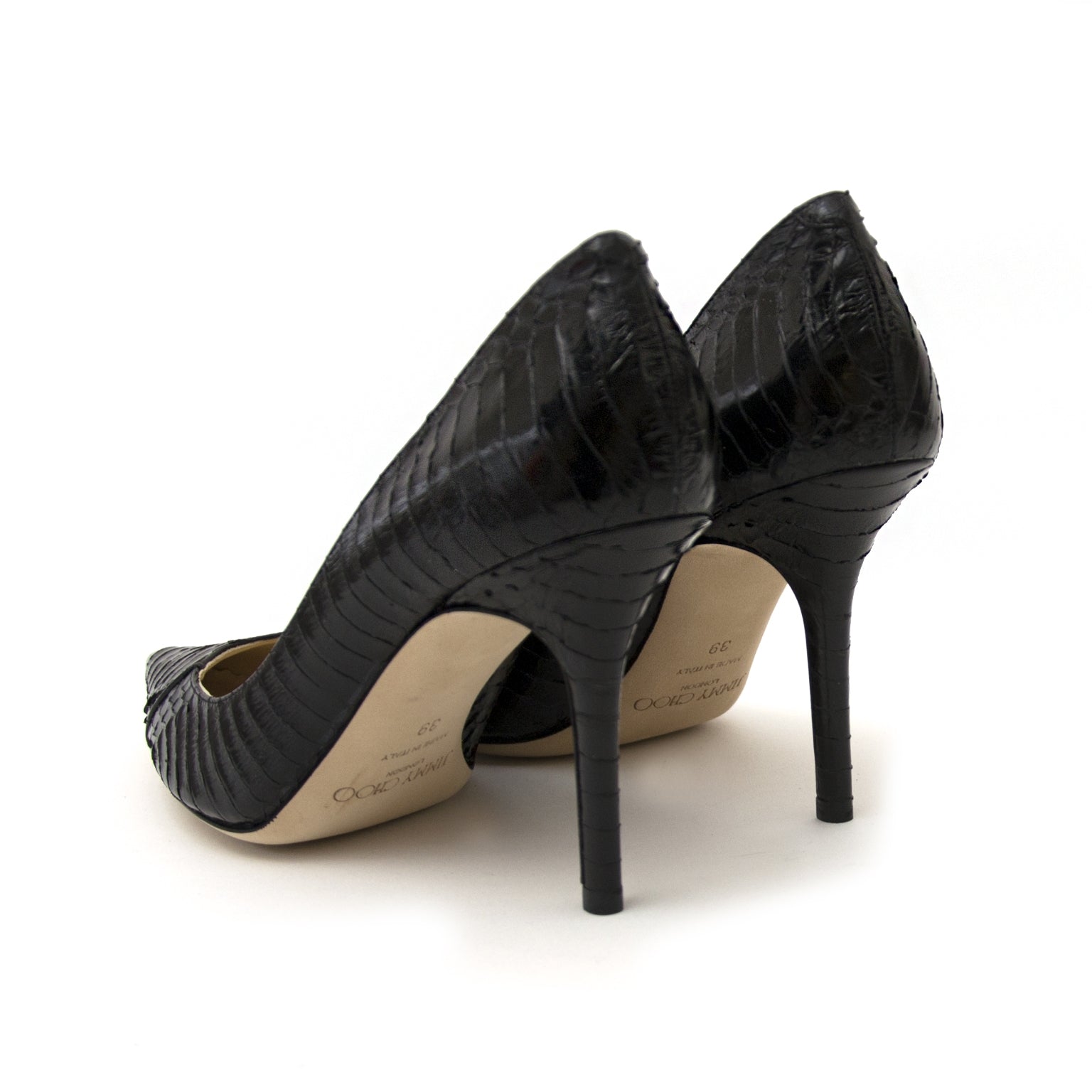 jimmy choo agnes black python pumps now for sale at labellov vintage fashion webshop belgium