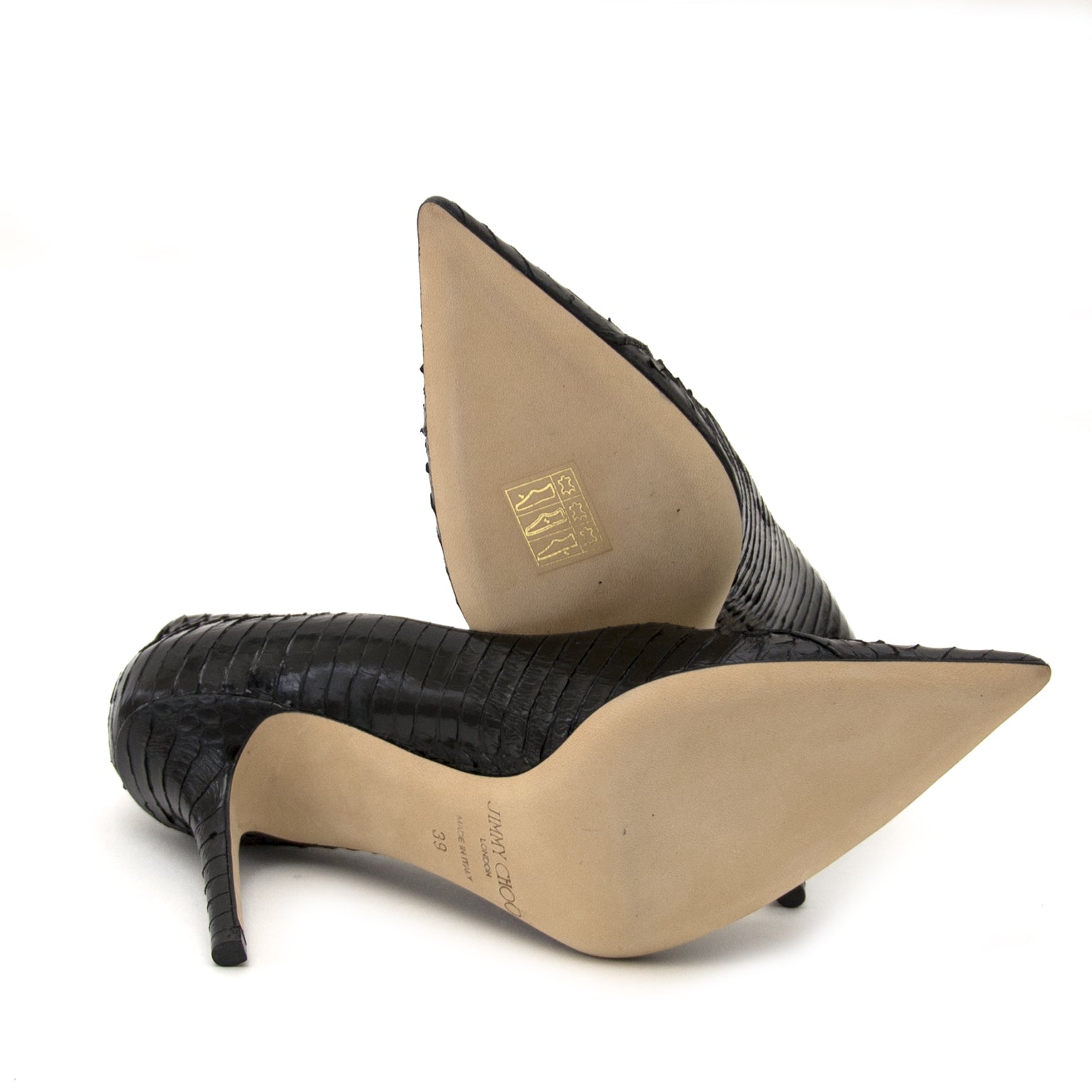 jimmy choo agnes zwarte python pumps nu te koop bij labellov vintage mode webshop belgië
