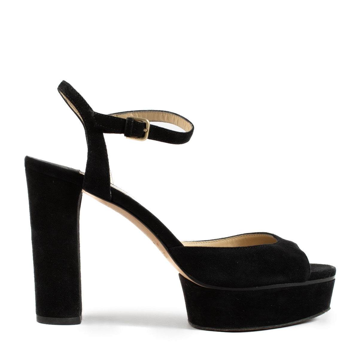 Sandales Jimmy Choo en daim noir Peachy 125 - Taille 37 1/2