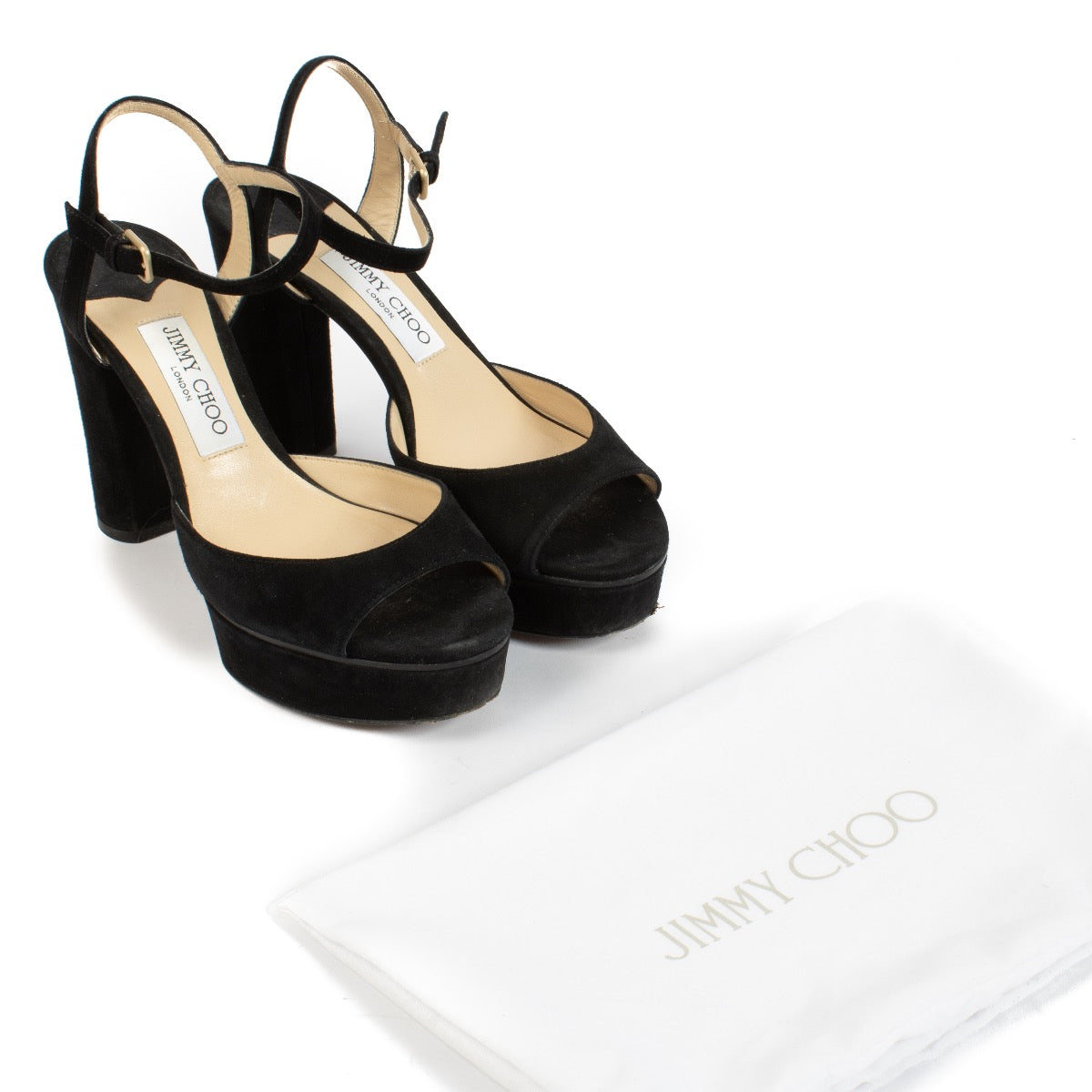 Sandales Jimmy Choo en daim noir Peachy 125 - Taille 37 1/2