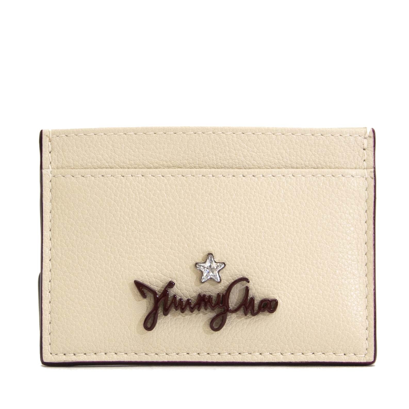 Jimmy Choo Linen Aries Cardholder for sale at Labellov secondhand luxury store