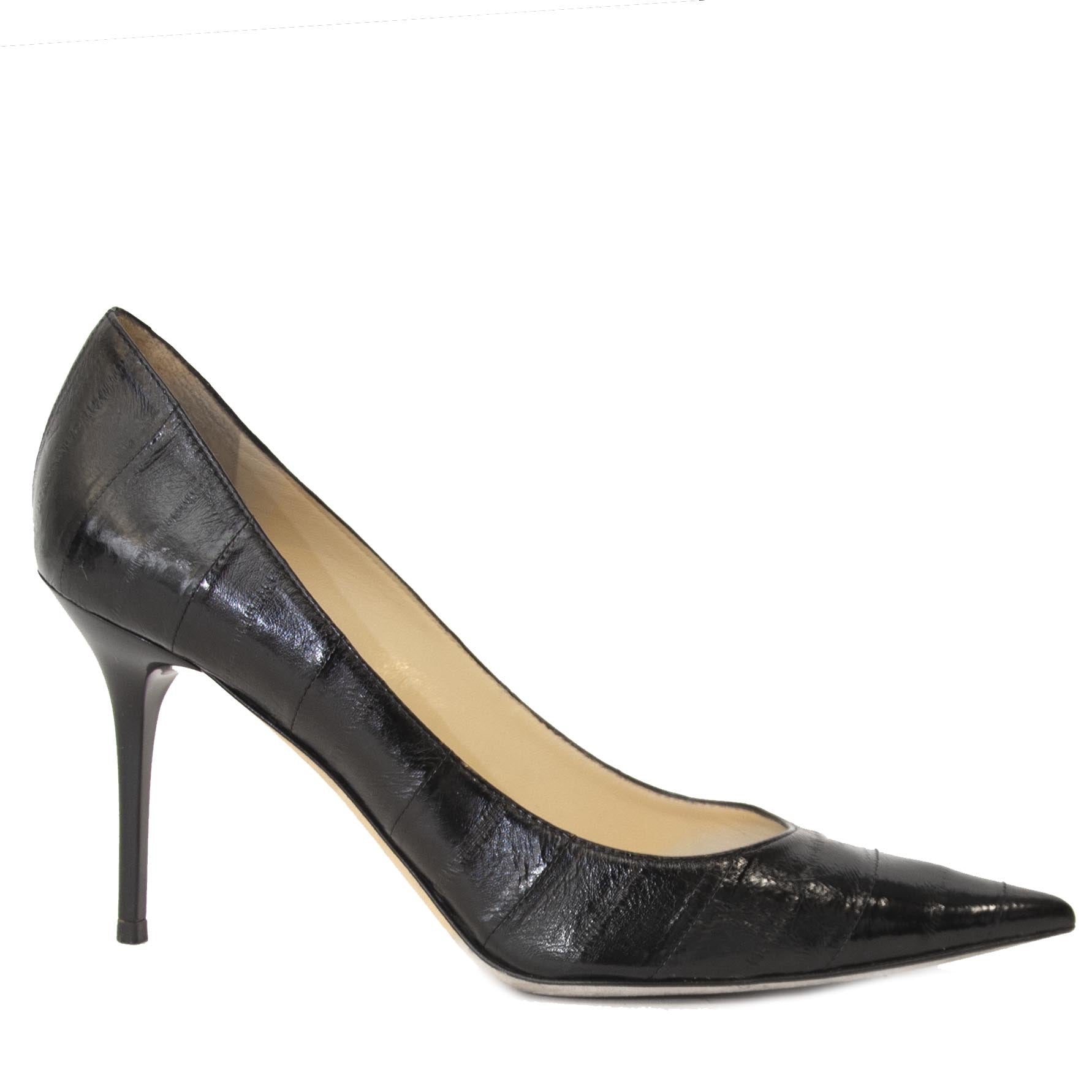 Jimmy Choo Black Eel Printed Pumps - size 38