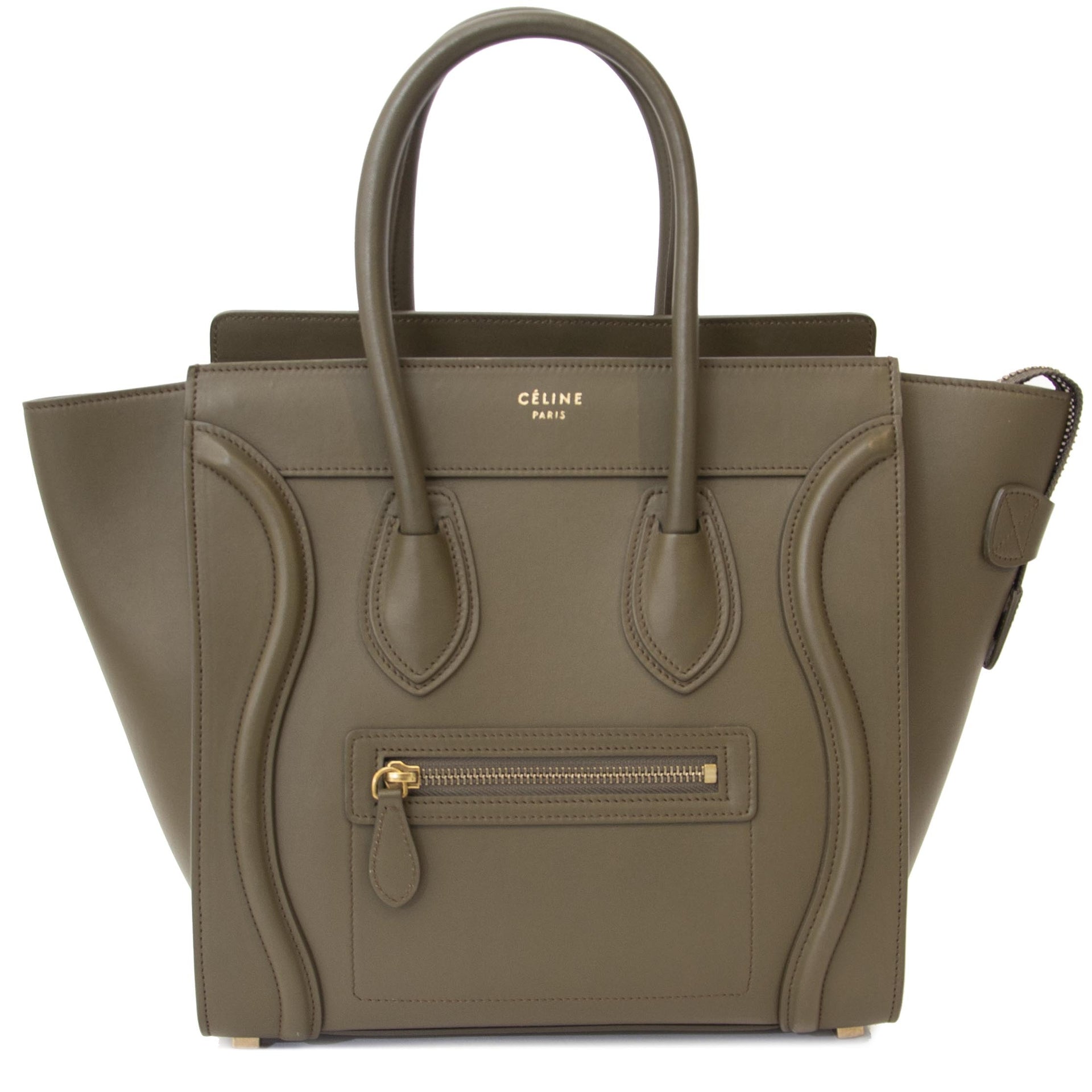 Celine Khaki Luggage Micro Shopper Tote te koop aan de beste prijs online bij Labellov