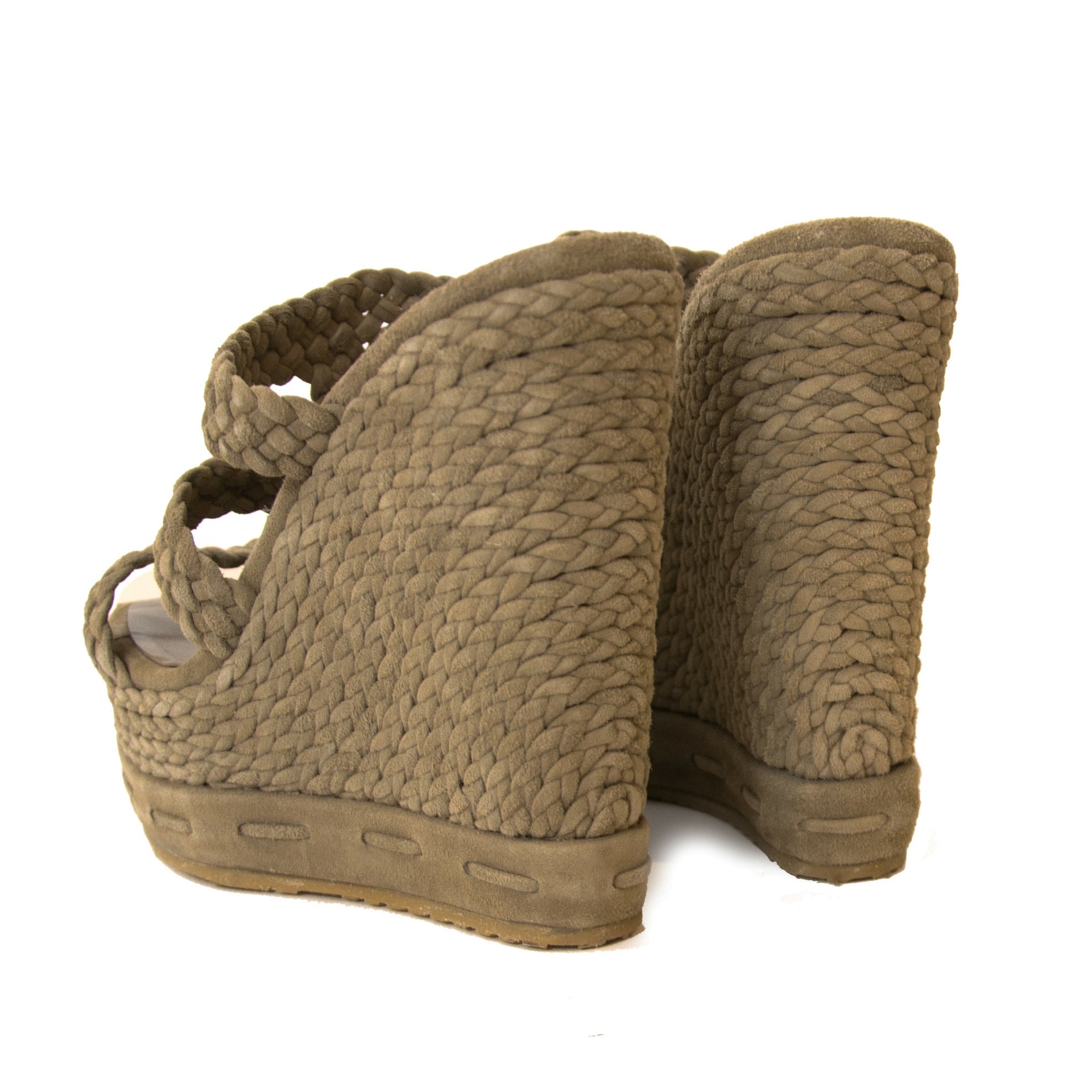 Jimmy Choo Olive Pace Woven Suede Wedges - Size 36 for the best price available at Labellov secondhand