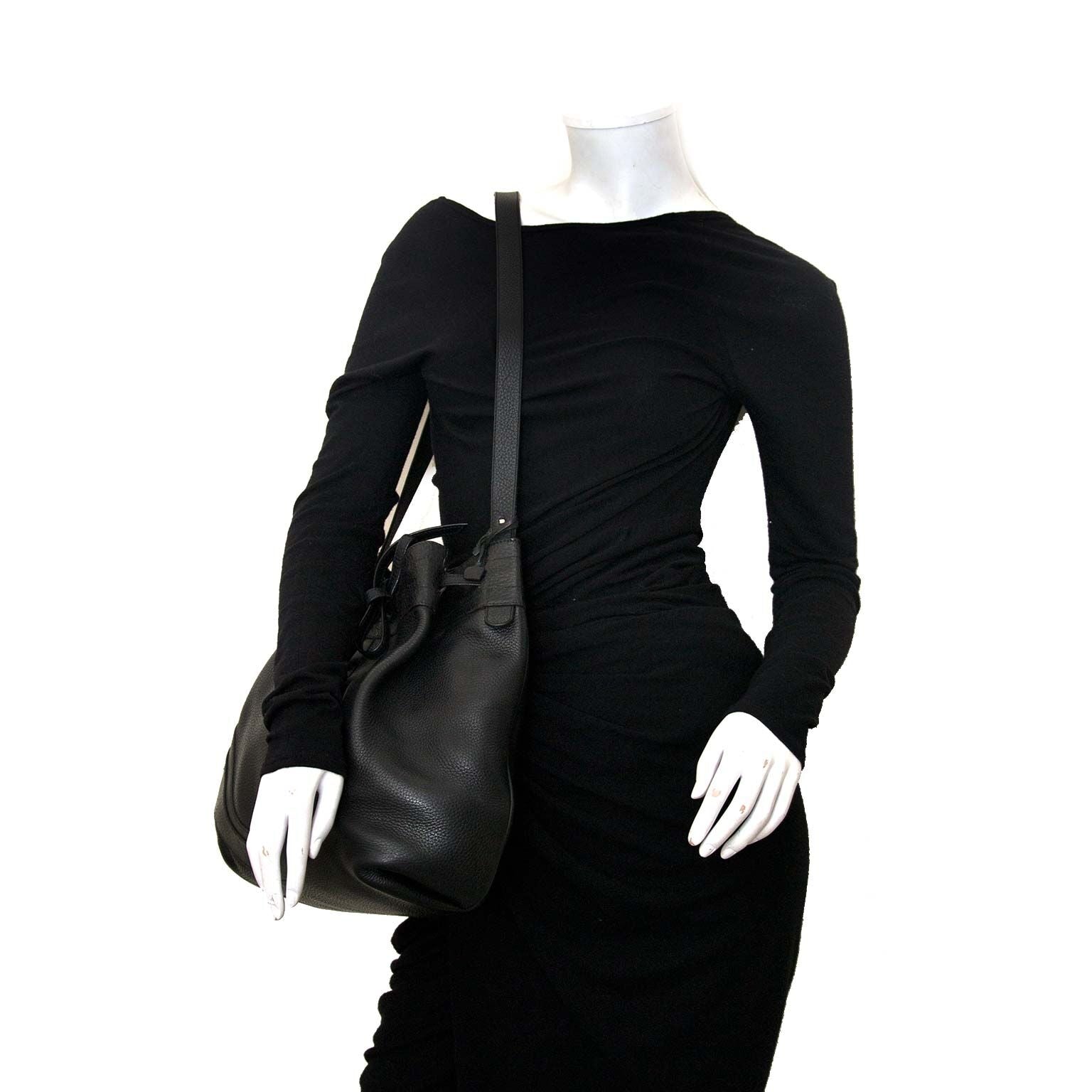 pay save when buying Delvaux Black Leather Drawstring Bucketbag at labellov