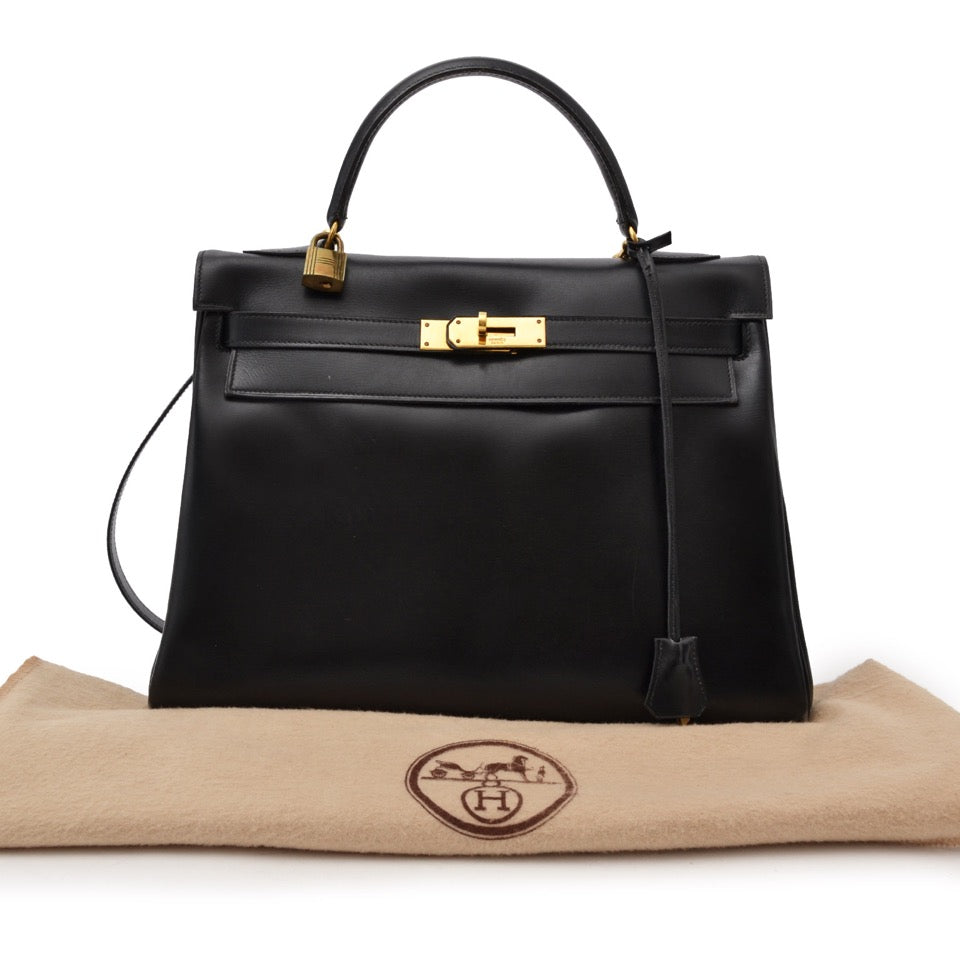 Hermès Kelly 32 Black Box GHW