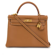 Brand New Hermes Kelly 32 Gold Retourne Taurillon Clemence for sale on labellov luxury antwerp