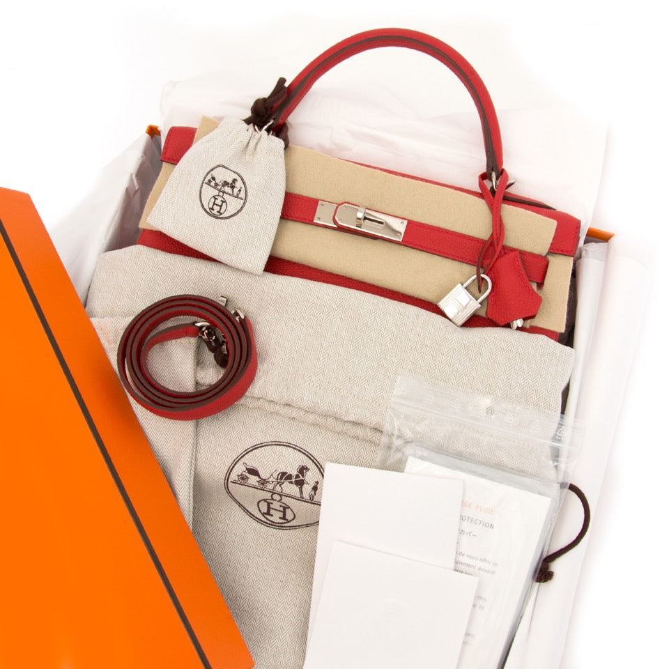 acheter en ligne pour le meilleur prix sac a main Brand New Hermes Kelly Geranium Retourne 32 Togo