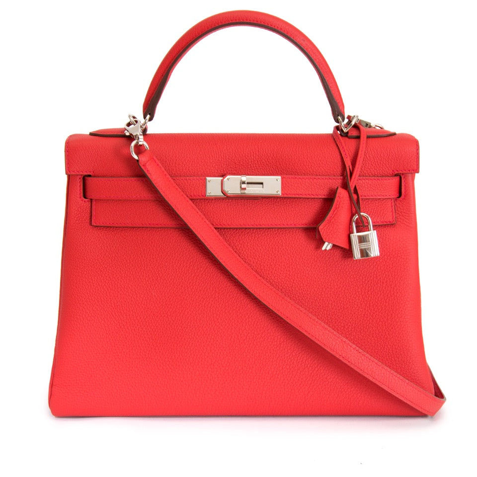 shop safe online your designer luxury Brand New Hermes Kelly Geranium Retourne 32 Togo at the best price