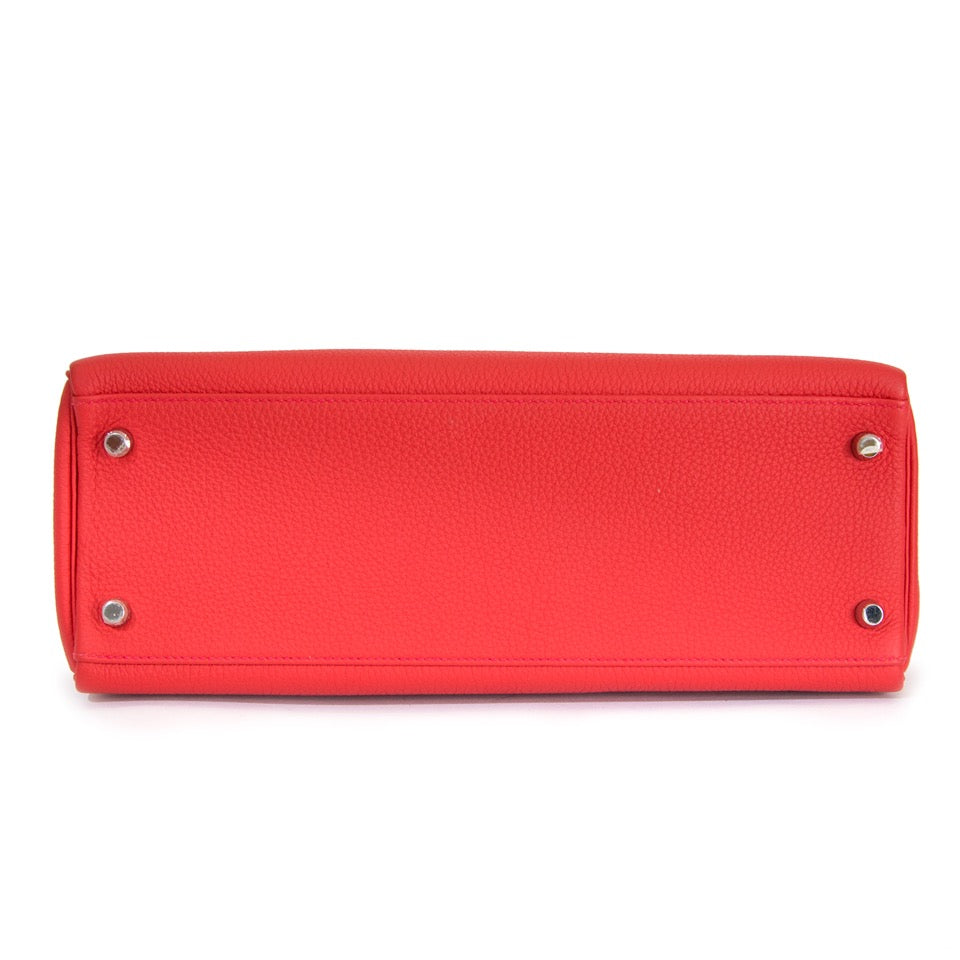 worldwide shipping your designer luxury real real Brand New Hermes Kelly Geranium Retourne 32 Togo
