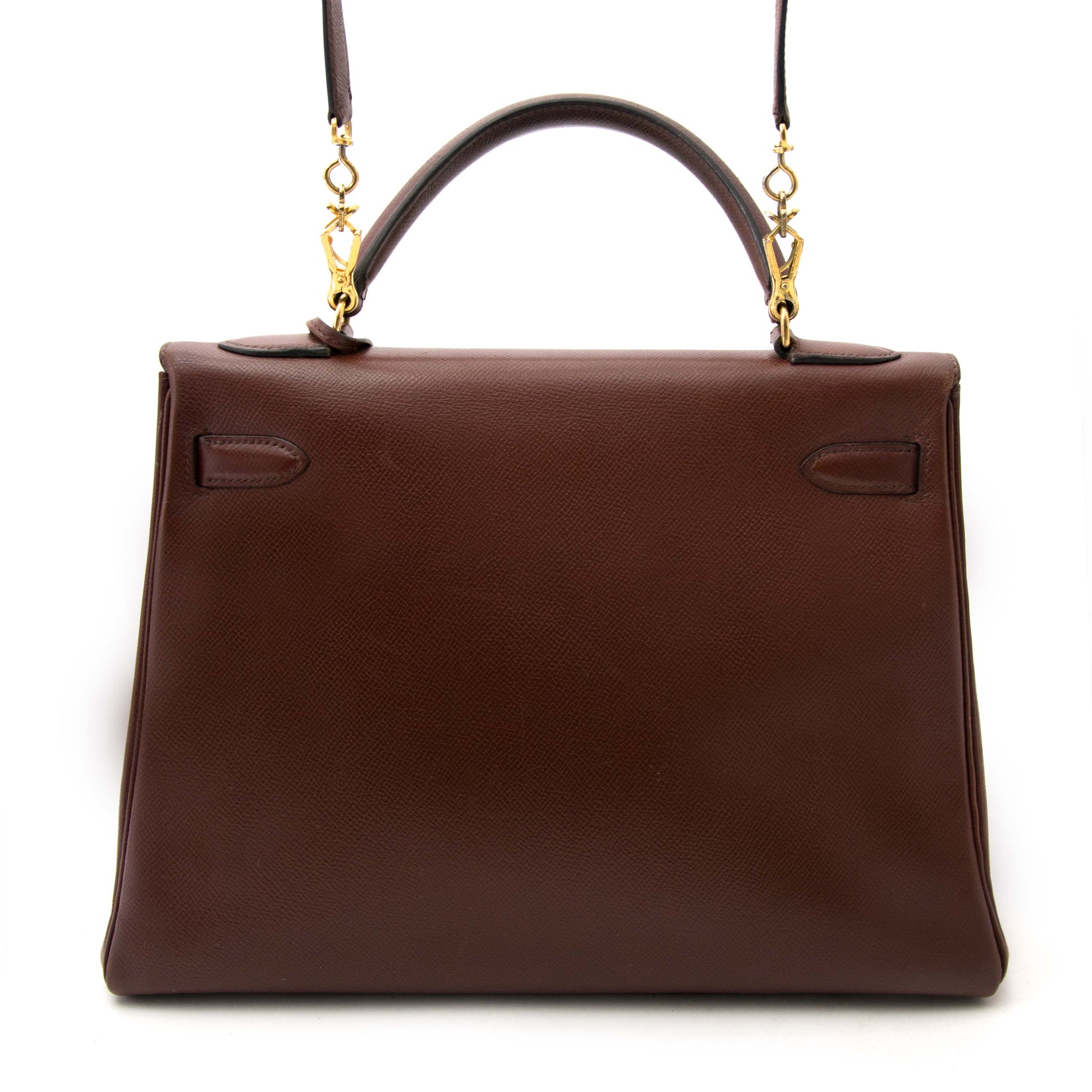 acheter en ligne pour le meilleur prix Hermes Chocolat Kelly Veau Grain Lisse