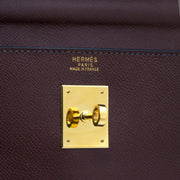 koop veilit online jou tweedehands ermes Chocolat Kelly Veau Grain Lisse