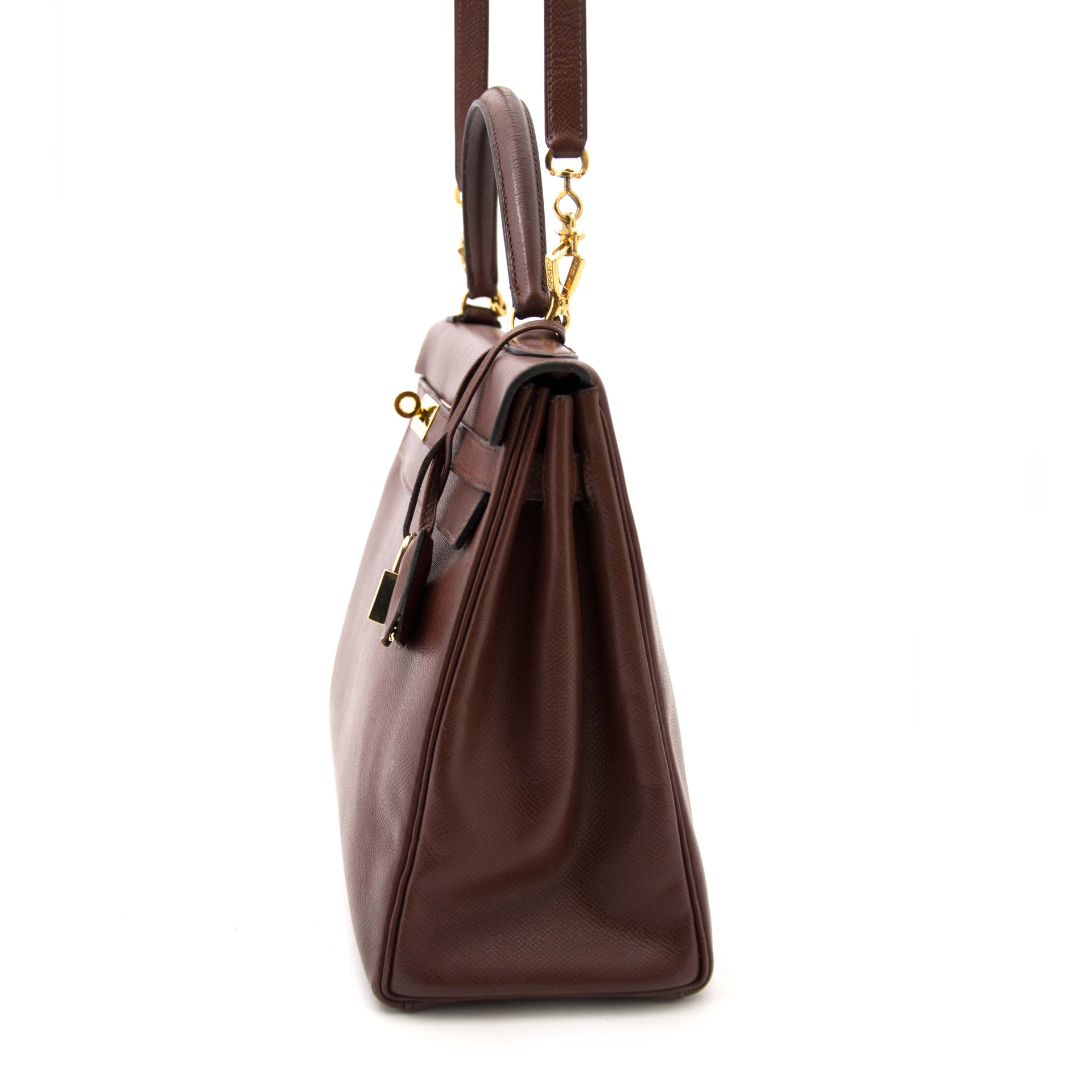 no more wiating vintage luxury acheter en ligne pour le meilleur prix Hermes Chocolat Kelly Veau Grain Lisse