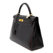 acheter en ligne pour le meilleur prix Hermès Kelly 32 Black Boxcalf