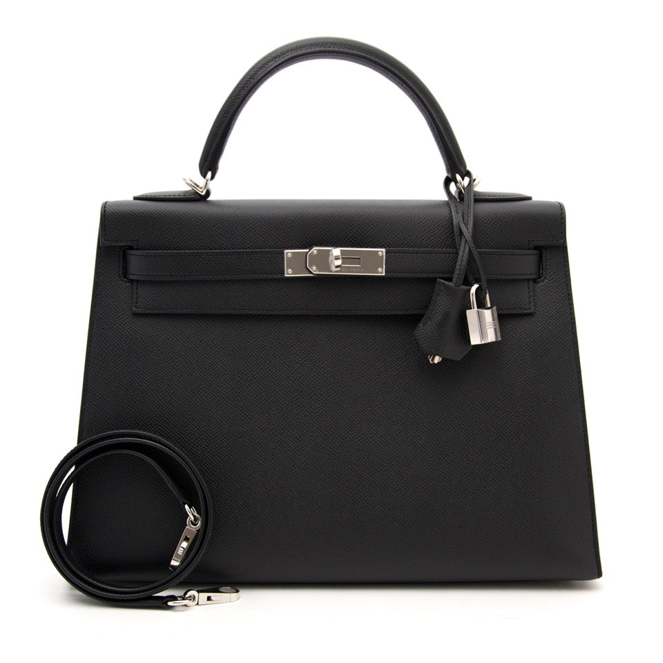 shop your luxury real real Brand New Hermes Kelly 32 Black Epsom PHW skip the waitinglist 100% authentic store fresh