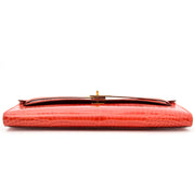 Hermès Kelly Cut Pochette Crocodile Porosus Lisse Orange GHW