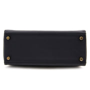Buy authentic Hermès Kelly 25cm Swift Blue Indigo GHW bag at the right price at LabelLOV vintage webshop. Luxe, vintage, fashion. Safe and secure online shopping. Antwerp, Belgium. labellov.com