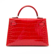 koop veilig online aan de beste prijs jou tweedehands Never Used Hermes Kelly Sellier Mini Geranium Mississippiensis Alligator nooit gedragen full set