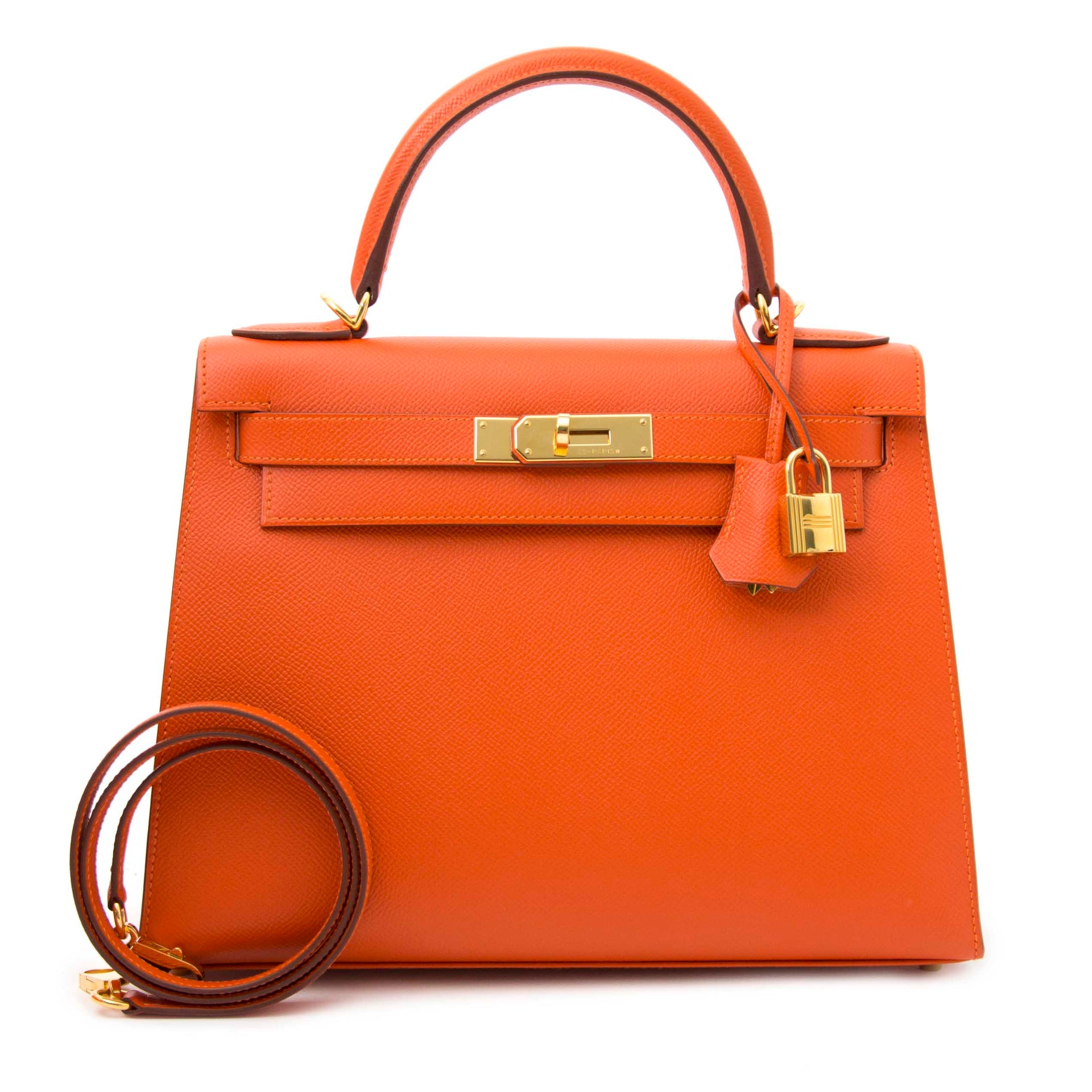 comme neuf sac a main Hermes Kelly Sellier 28 Epsom Feu pour le meilleur prix