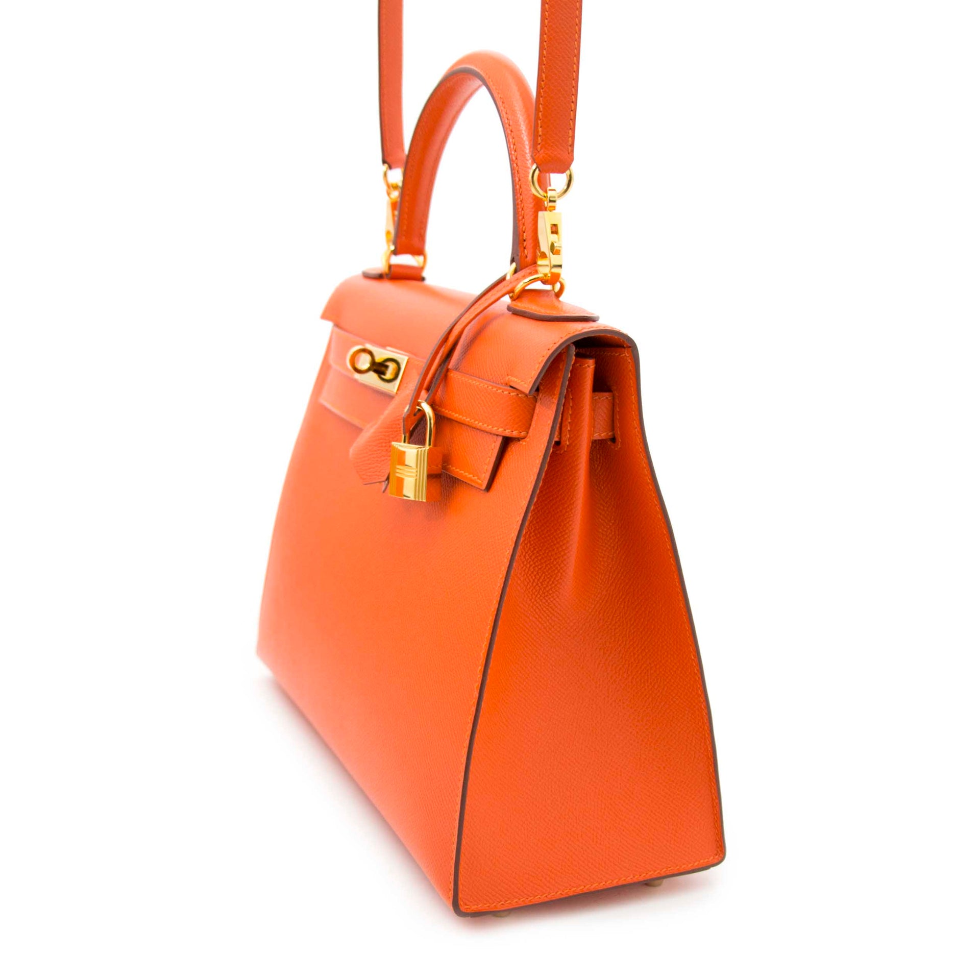 koop online aan de beste prijs tweedehands Hermes Kelly Sellier 28 Epsom Feu