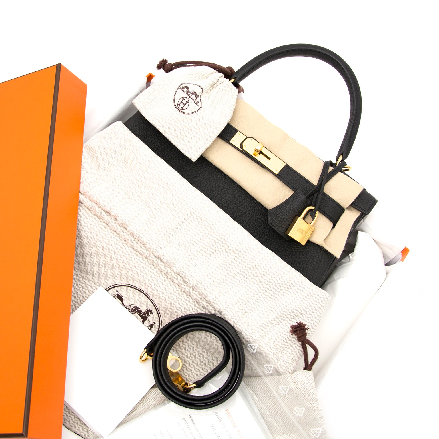 comme neuf sac a main Hermes Kelly 28 noire Brand New Hermes Kelly 28 Black Togo GHW
