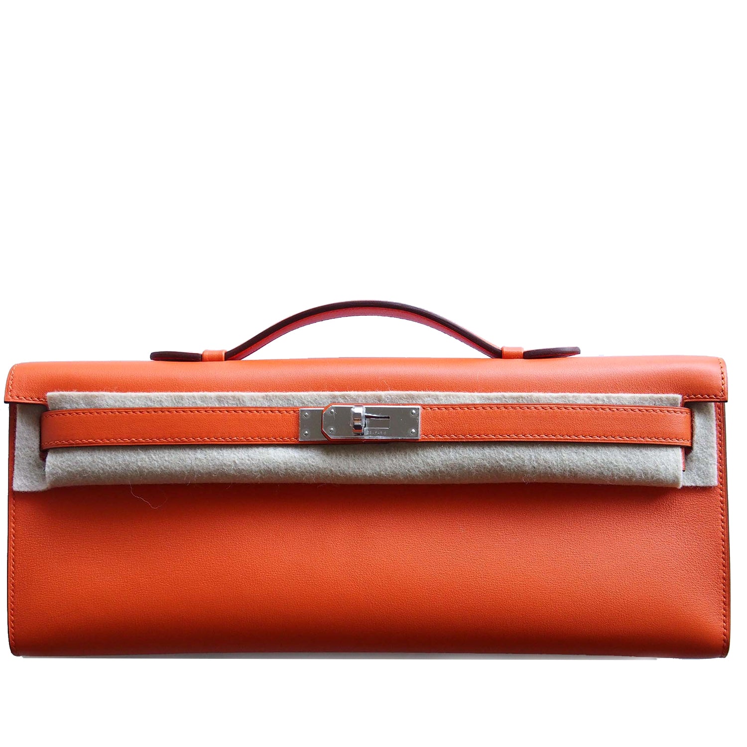 Hermès Pochette Kelly Cut veau swift orange PHW