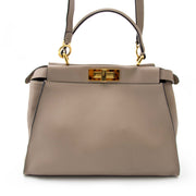 shop worldwide Fendi Peekaboo Dove Grey Leather Handbag