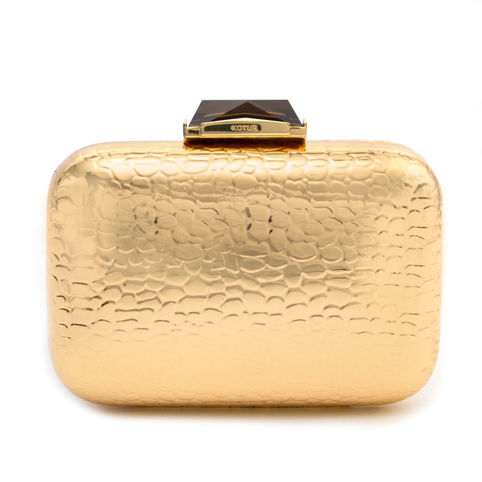 Koop uw authentieke Kotur Morley Croc Embossed Gold Metal Box Clutch aan de beste prijs bij Labellov