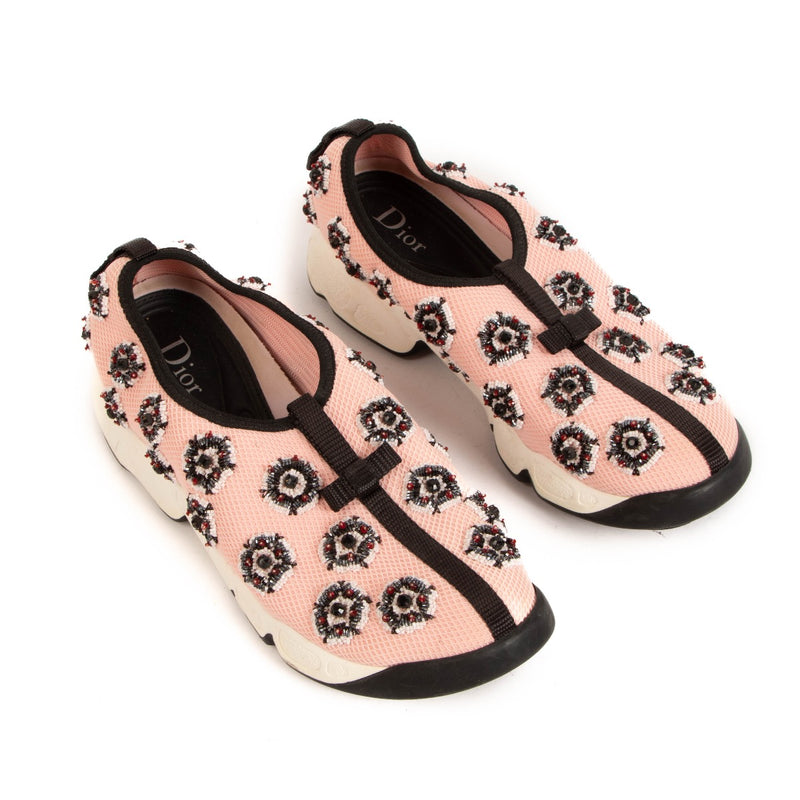shop 100% authentic second hand Christian Dior Pink Fusion Floral Embroidered Sneakers - Size 38 1/2 on Labellov.com