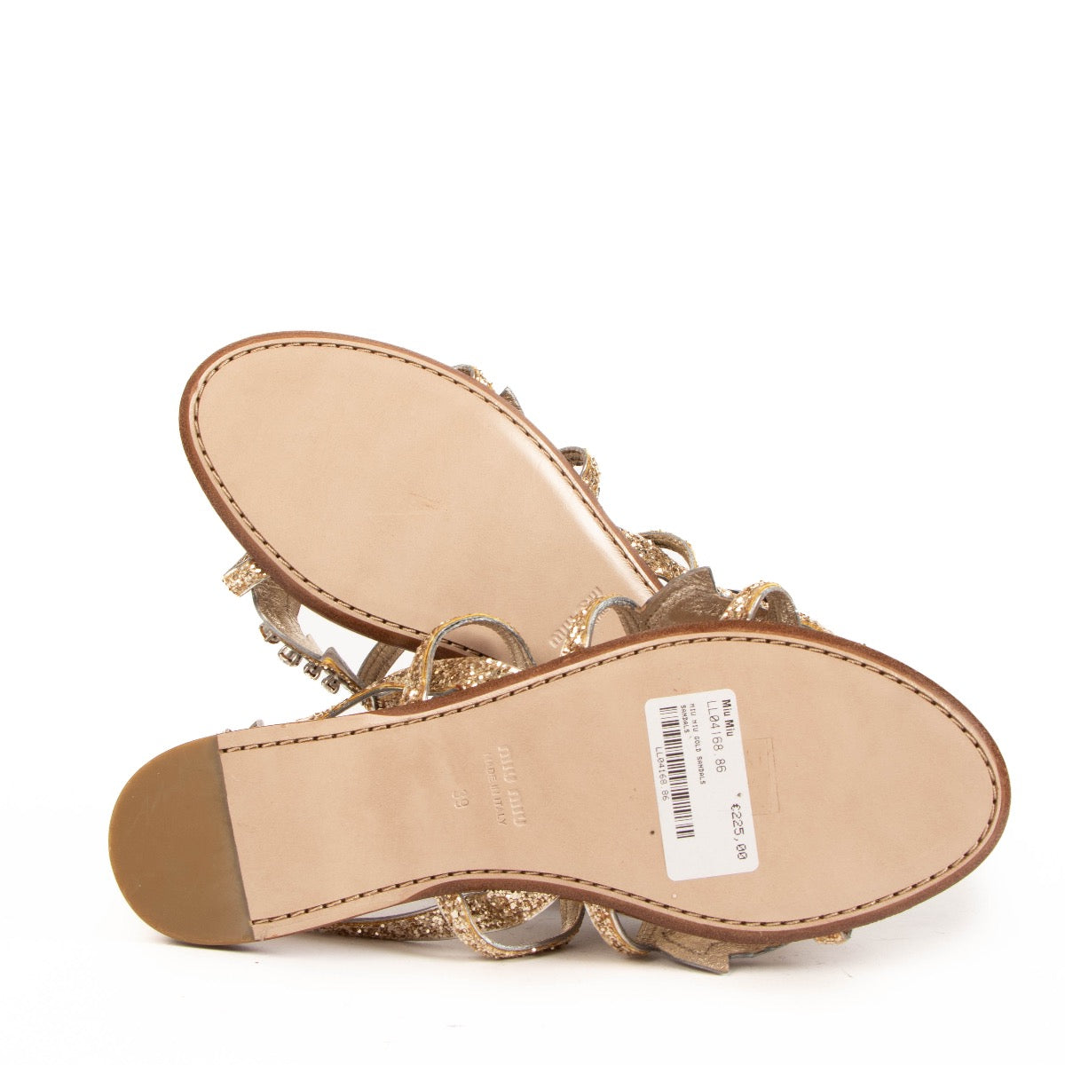 shop 100% authentic second hand Miu Miu Gold Sandals - Size 39 on Labellov.com
