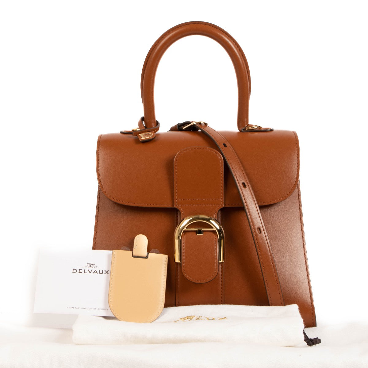 Buy an authentic Delvaux Brillant PM Brandy Box Calf in a brand new condition at Labellov in Antwerp.