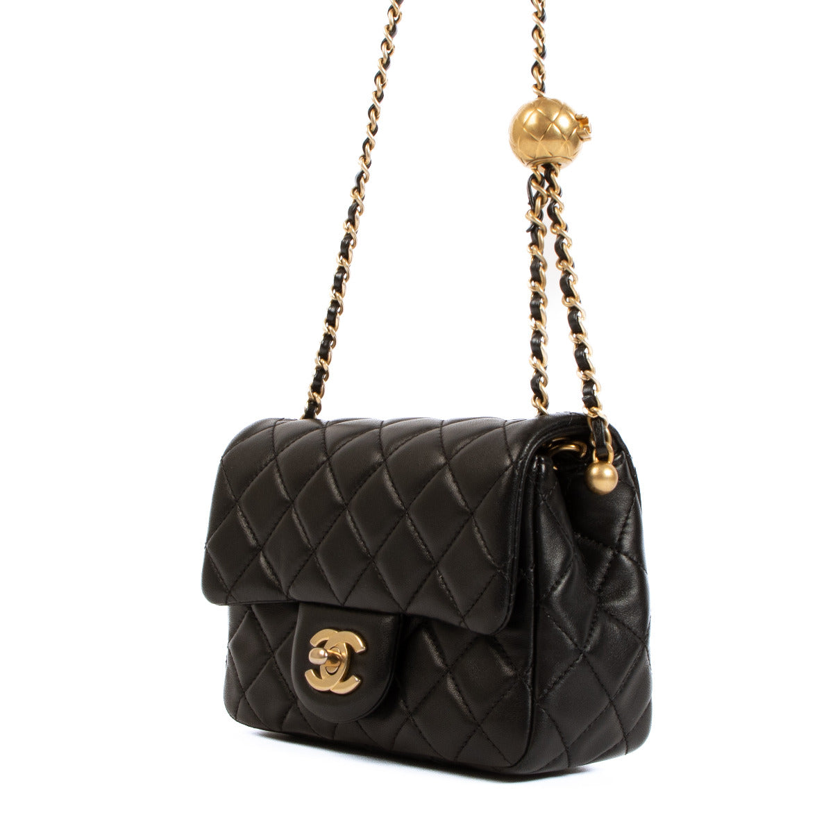 Chanel Black Mini Square Pearl Crush Flap Bag