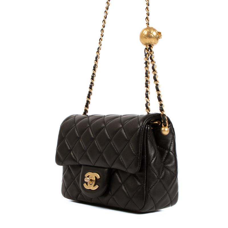 Chanel Black Mini Square Pearl Crush Flap Bag