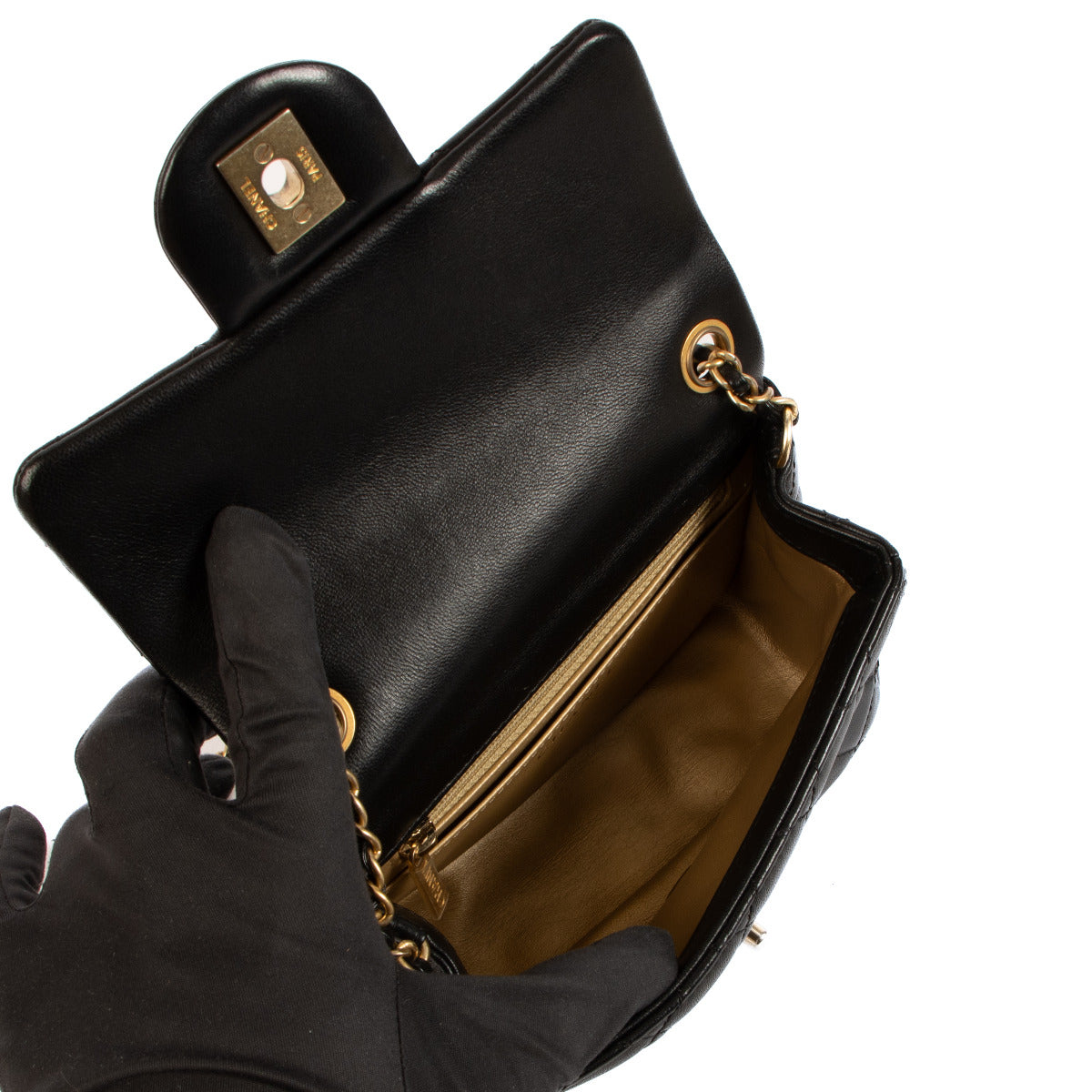 Chanel Black Mini Square Pearl Crush Flap Bag