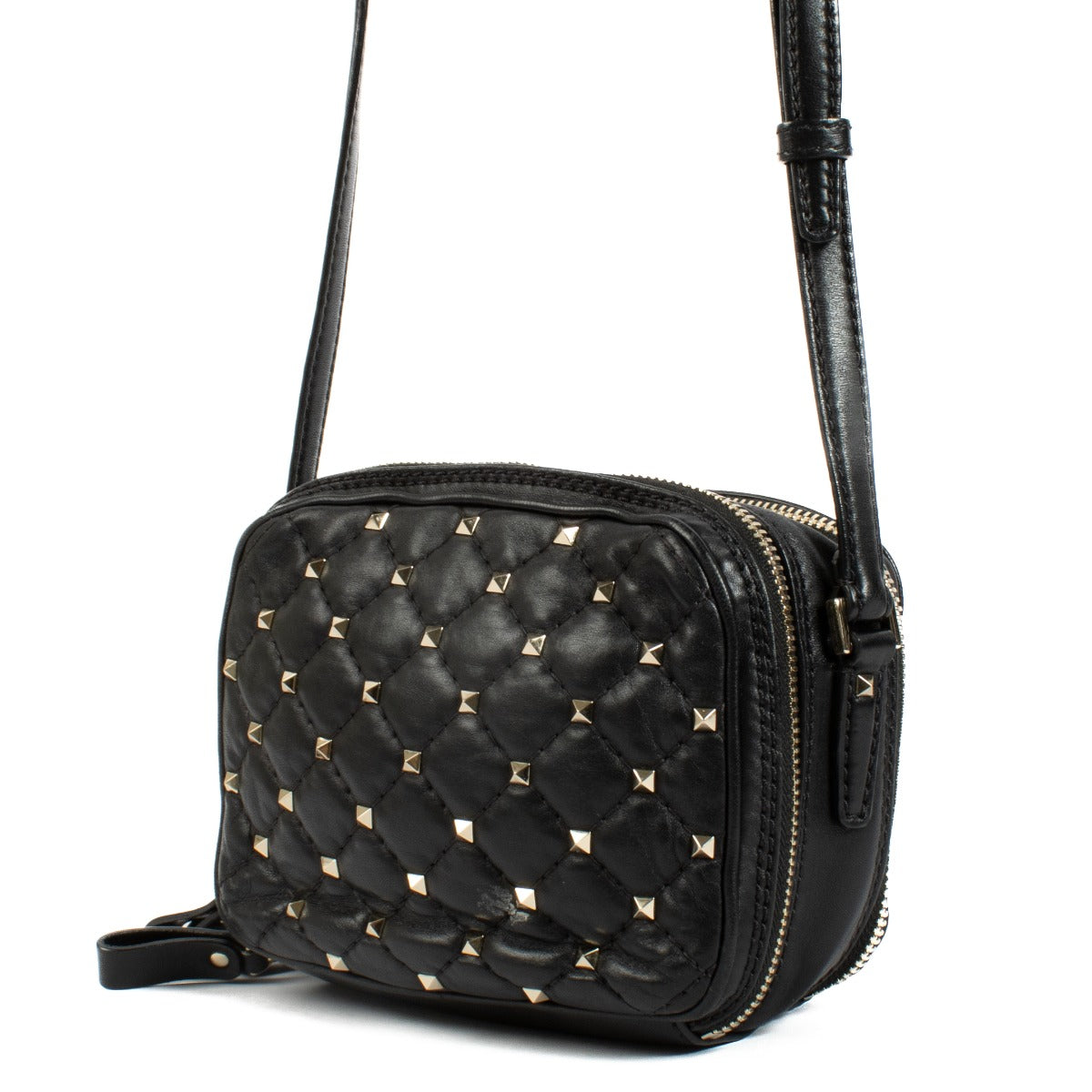 Sac bandoulière Rockstud Spike en cuir noir Valentino Garavani