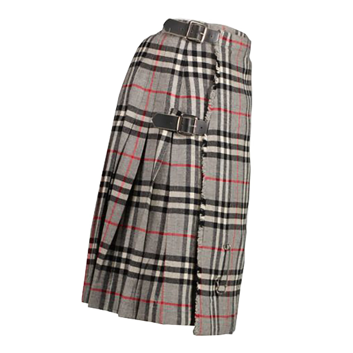 Burberry Pleated Checked Wool Kilt Skirt - Size 38