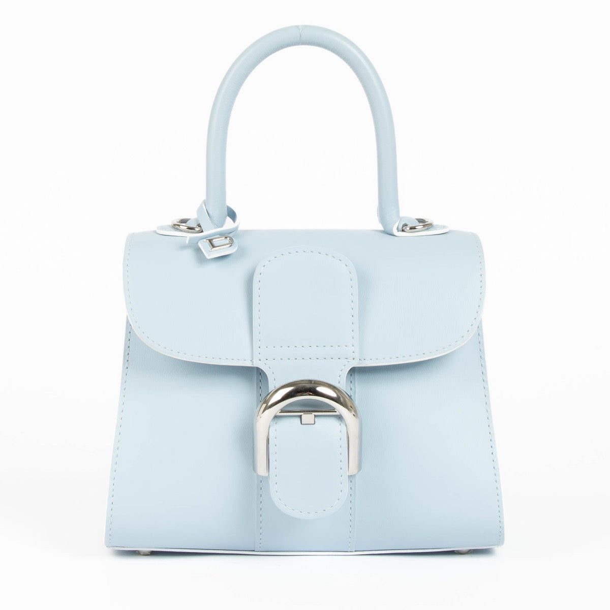 Shop safe online at Labellov in Antwerp, Brussels and knokke this 100% authentic second hand Delvaux Baby Blue Box Calf Mini Brillant