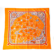Koop veilig online tweedehands Hermes sjaal les amoureux de paris oranje 100% authentiek