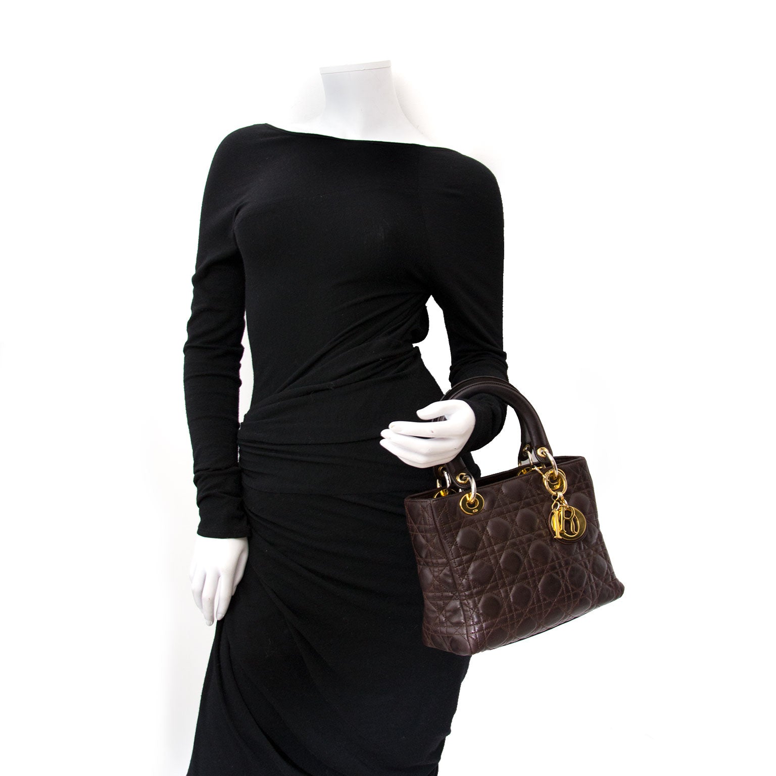 Koop een authentieke Lady Dior Brown Mini Bag aan de juiste prijs